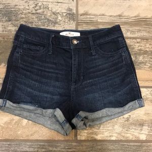 Dark blue high waisted jean shorts
